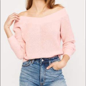 Abercrombie and Fitch light pink off the shoulder sweater